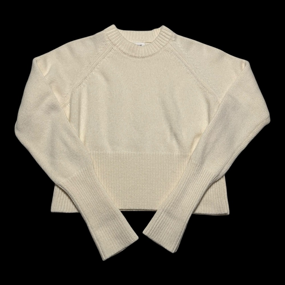 Lemme‎ White Wool Blend Italy Made Cropped Pullover Raglan Sweater Women's Large